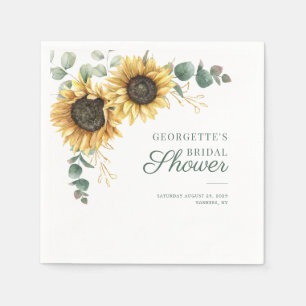 Servilleta De Papel Ducha de Novia Floral Girasoles Eucalipto Verde