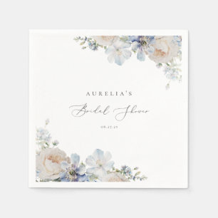 Servilleta De Papel Ducha de Novia Floral Jardín Azul Polvoriento