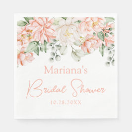 Servilleta De Papel Ducha de Novia Floral Marfil Melocotón