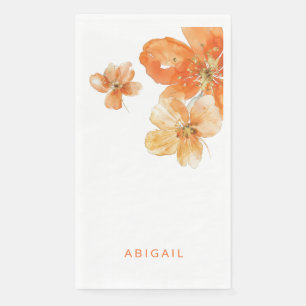 Servilleta De Papel Ducha de Novia Floral Naranja Personalizada
