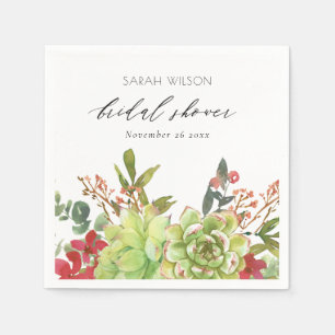 Servilleta De Papel Ducha de Novia Floral Roja Cactus Desértico Sucule