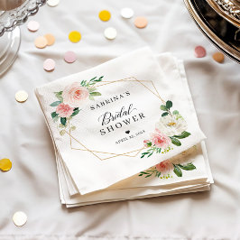 Servilleta De Papel Ducha de Novia Floral Rosa Desvanecida Geométrica