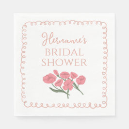 Servilleta De Papel Ducha de Novia Floral Rosa Sonrosado Caprichosa