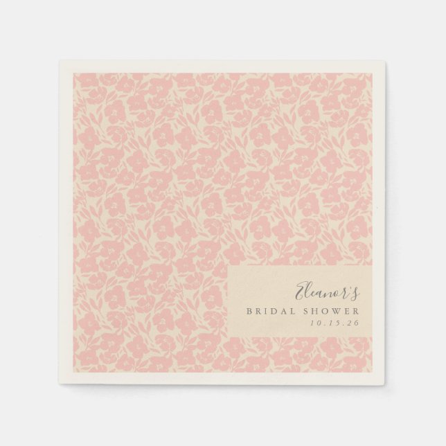 Servilleta De Papel Ducha de novia floral rosa vintage personalizada (Anverso)