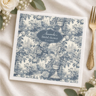 Servilleta De Papel Ducha de novia floral vintage azul toile de jouy