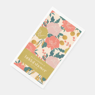 Servilleta De Papel Ducha de Novia Flores Botánicas Amarillo Naranja B