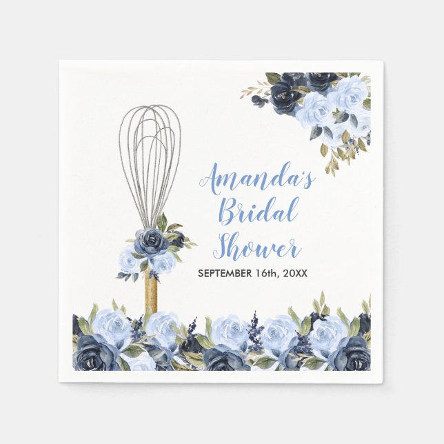 Servilleta De Papel Ducha de Novia Flores Navy Pronto Será Llevada (Anverso)