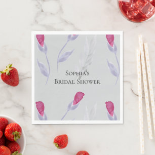 Servilleta De Papel Ducha de Novia Flores Rosa Gris
