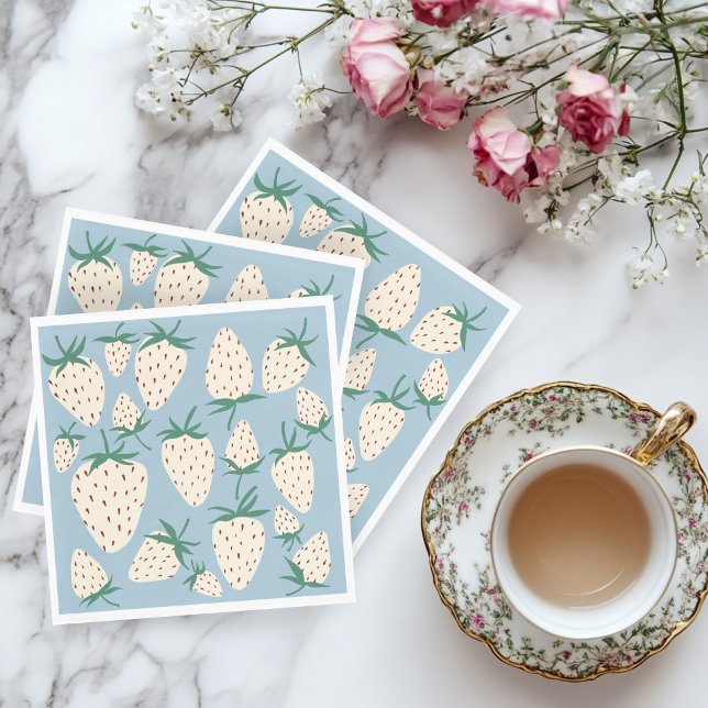 Servilleta De Papel Ducha de Novia Fresa Blanca Piña Blanca PERSONALIZ (White Strawberry Pineberry CUSTOM Bridal Shower Napkins
)