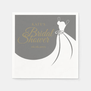 Servilleta De Papel Ducha de novia gris y blanca elegante
