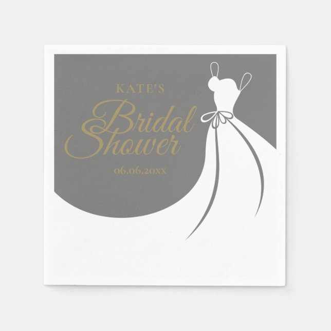 Servilleta De Papel Ducha de novia gris y blanca elegante (Anverso)
