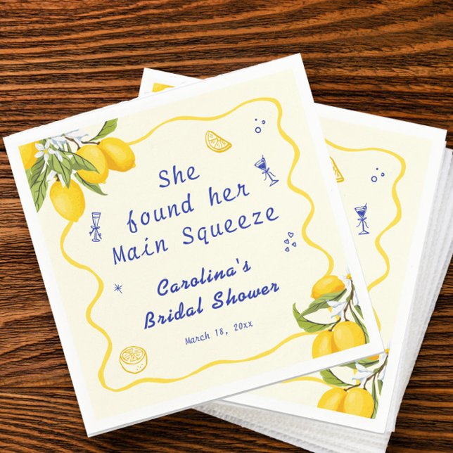 Servilleta De Papel Ducha de Novia Hand Drawn Lemon Main Squeeze (Subido por el creador)