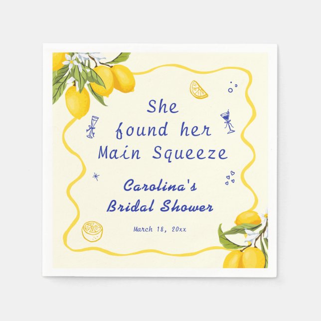 Servilleta De Papel Ducha de Novia Hand Drawn Lemon Main Squeeze (Anverso)