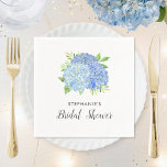 Servilleta De Papel Ducha de novia Hydrangea Blue Floral<br><div class="desc">Estas servilletas de ducha de novia cuentan con un ramo de flores de horangea azul con follaje de hojas. Puedes personalizar estas servilletas con el nombre de la novia. Estas servilletas forman parte de una colección que incluye artículos de papelería boda y artículos de novias. Visite nuestra tienda o vea...</div>