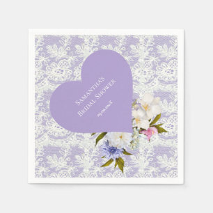 Servilleta De Papel Ducha de Novia Lavanda y Encaje