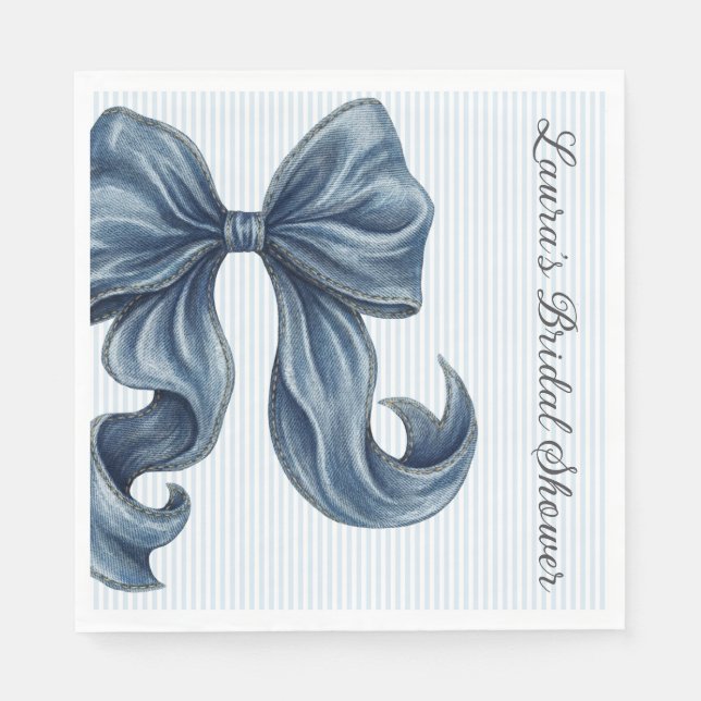 Servilleta De Papel Ducha de Novia Lazo de Vaqueros Azules (Anverso)