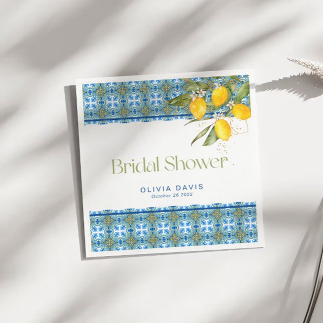 Servilleta De Papel Ducha de Novia Limones Azulejos Mediterráneos (Subido por el creador)
