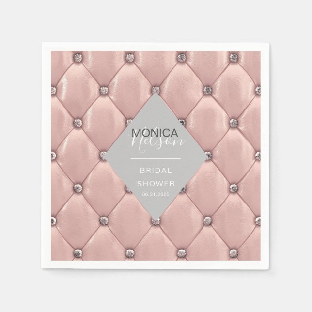Servilleta De Papel ducha de novia lujosa rosa dorada (Anverso)