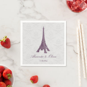 Servilleta De Papel Ducha de novia Magenta Eiffel Tower Damask