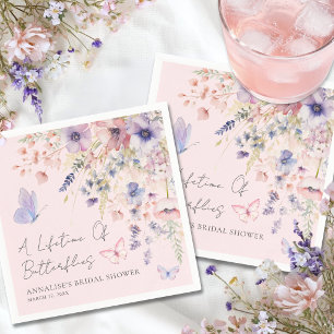 Servilleta De Papel Ducha de Novia Mariposa Flor Silvestre Rosa Claro