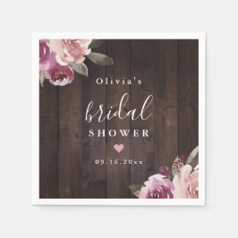 Servilleta De Papel Ducha de novia mauve violeta de madera rústica con