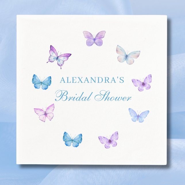 Servilleta De Papel Ducha de novia morada con mariposa azul rosa morad (Subido por el creador)