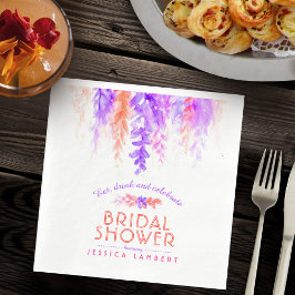 Servilleta De Papel Ducha de novia naranja púrpura en cascada