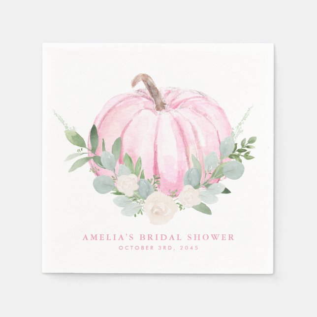 Servilleta De Papel Ducha de Novia Otoño Calabaza Rosa Aquarela (Anverso)