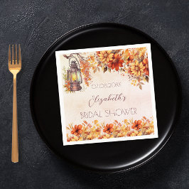 Servilleta De Papel Ducha de novia otoño naranja florales lámpara rúst