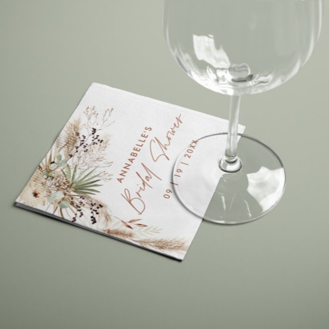 Servilleta De Papel Ducha de novia pampas pasto moderno boho elegante  (Subido por el creador)