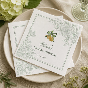 Servilleta De Papel Ducha de Novia Perfect Pair Pear Vintage Sage Verd