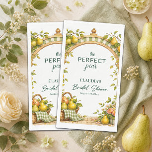 Servilleta De Papel Ducha de Novia Perfecta de Cuadros Verdes Peras