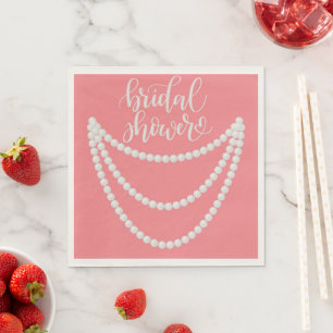 Servilleta De Papel ducha de novia perlas rosadas