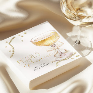 Servilleta De Papel Ducha de Novia Perlas y Prosecco Lazo Beige