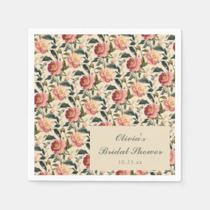 Servilleta De Papel Ducha de Novia Personalizada Crema Floral Antigua 