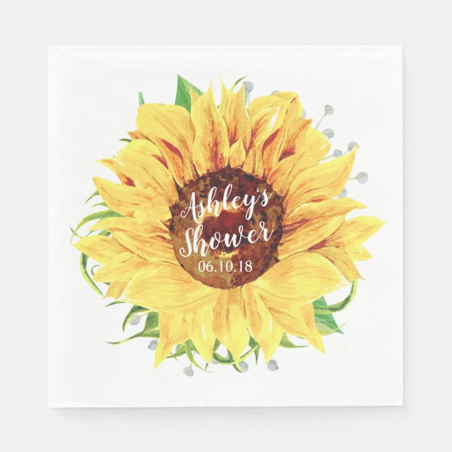 Servilleta De Papel Ducha de novia personalizada de girasol amarillo (Anverso)