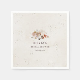 Servilleta De Papel Ducha de Novia Playa Boho Costera Conchas Marinas