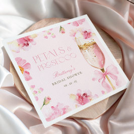 Servilleta De Papel Ducha de Novia Prosecco Pétalos con Lazo Rosa
