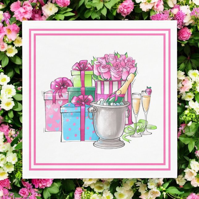 Servilleta De Papel Ducha de novia Regalos verdes rosados Gafas de cha (Subido por el creador)