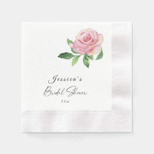 Servilleta De Papel Ducha de Novia Rosa (Anverso)