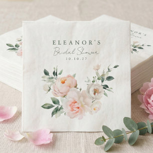 Servilleta De Papel Ducha de Novia Rosa Acuarela Floral Peonía Rosada