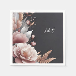 Servilleta De Papel Ducha de Novia Rosa Polvo Boho Peonía Rosa Seda