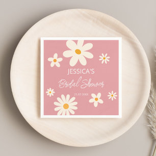 Servilleta De Papel Ducha de novia rosa retro margarita boho desierto 
