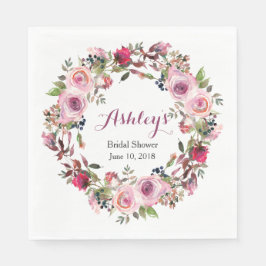 Servilleta De Papel Ducha de novia rosa rosa morado Wreath