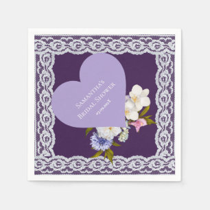 Servilleta De Papel Ducha de Novia Royale Plum y Encaje