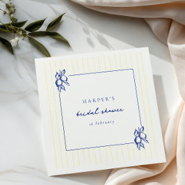 Servilleta De Papel Ducha de Novia Simple de Garabatos Azules y Amaril