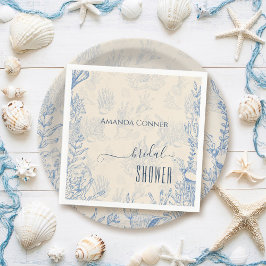 Servilleta De Papel Ducha de novia temática oceánica de toile azul
