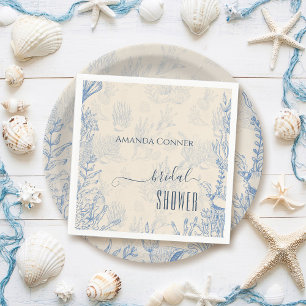 Servilleta De Papel Ducha de novia temática oceánica de toile azul