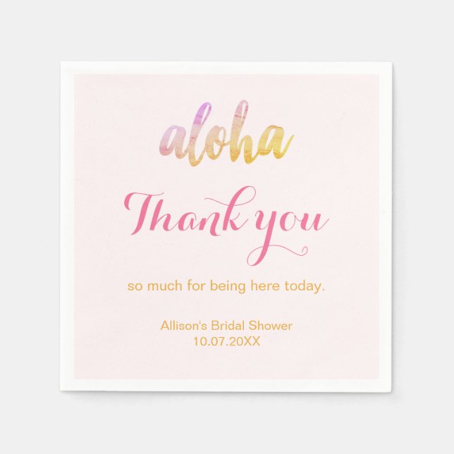 Servilleta De Papel Ducha de novia tropical de Aloha (Anverso)