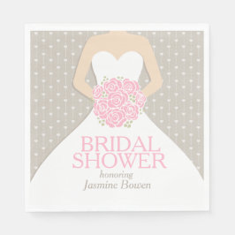 Servilleta De Papel Ducha de novia vestido con toallas gris rosado